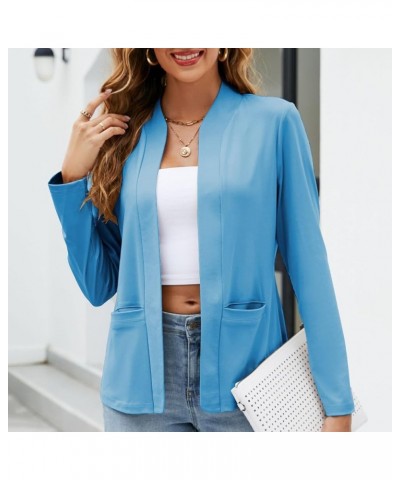 Blazer Jackets for Women，Casual Blazers Long Sleeve Open Front Work Jackets Blazer Summer Office Blazers Coats Z02blue $12.55...