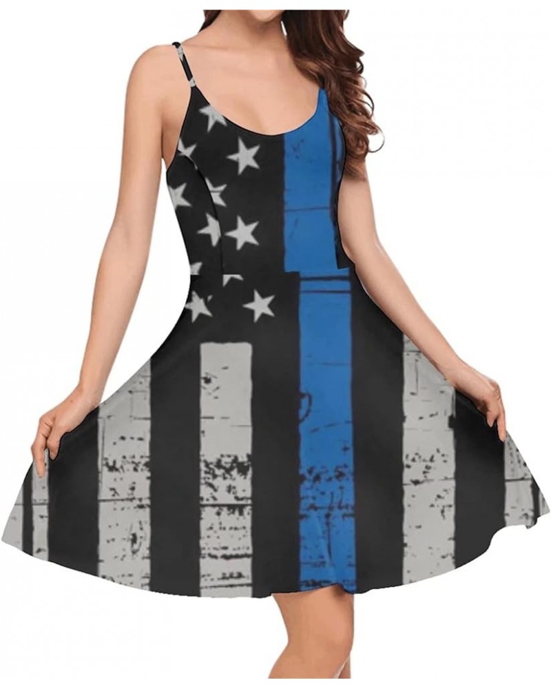 Women's Dresses Short Sleeve Flared Swing Cocktail Dress Black American Flag $9.25 Dresses