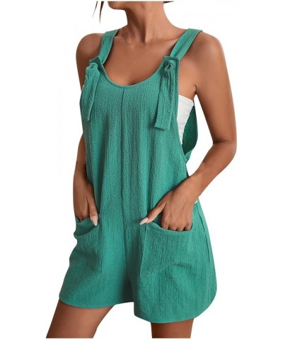 Plus Size Overalls for Women Loose Fit Adjustable Strap One Piece Jumpsuits Sleeveless Short Rompers with Pockets X004-green ...