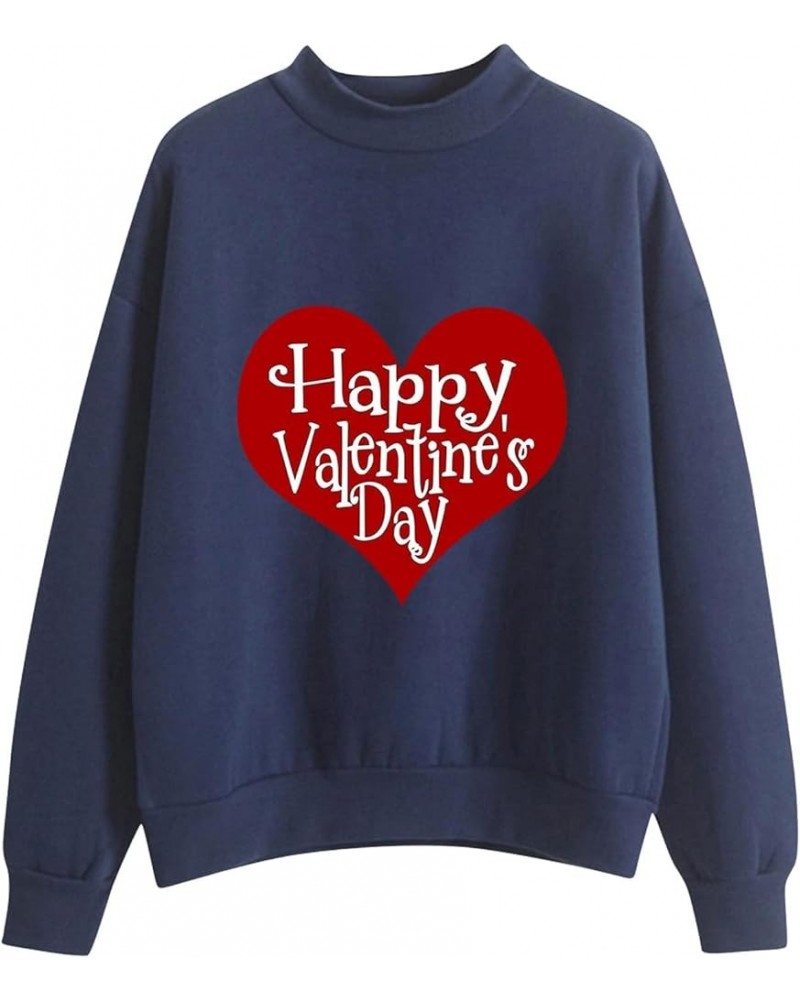 Women Valentine's Day Printing Sweatshirt Crewneck Sweatshirts,Knit Tops,Sweater Christmas,Ugly Plus Size Hoodiess A9-navy $3...