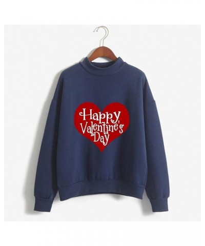 Women Valentine's Day Printing Sweatshirt Crewneck Sweatshirts,Knit Tops,Sweater Christmas,Ugly Plus Size Hoodiess A9-navy $3...