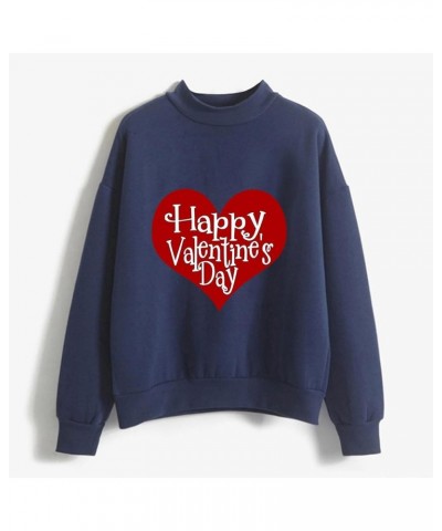 Women Valentine's Day Printing Sweatshirt Crewneck Sweatshirts,Knit Tops,Sweater Christmas,Ugly Plus Size Hoodiess A9-navy $3...