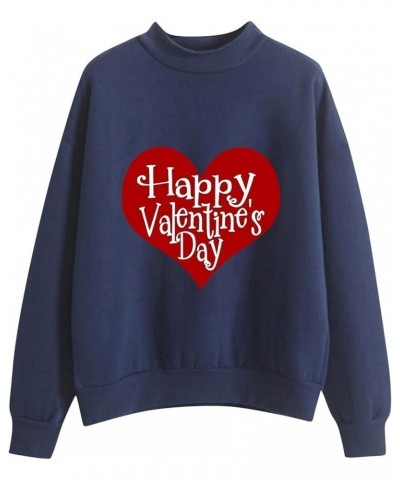 Women Valentine's Day Printing Sweatshirt Crewneck Sweatshirts,Knit Tops,Sweater Christmas,Ugly Plus Size Hoodiess A9-navy $3...