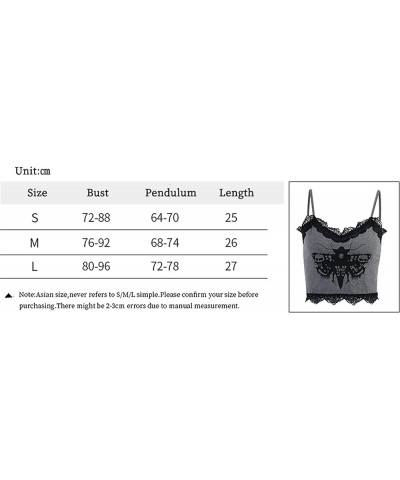 Womens Gothic Crop Top Goth Grunge Lace Tank Tops Punk Y2k Cami Alt Shirts Streetwear Casual Camisole Grey 1 $9.20 Tanks