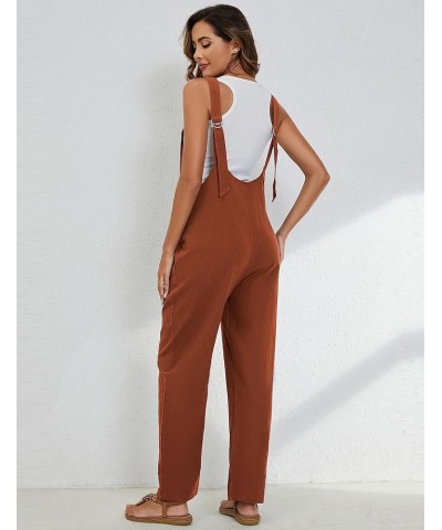 Womens Overalls Summer Jumpsuits Casual Jumpers for Women Cotton Jumpsuit with Pockets Rust $11.19 Overalls