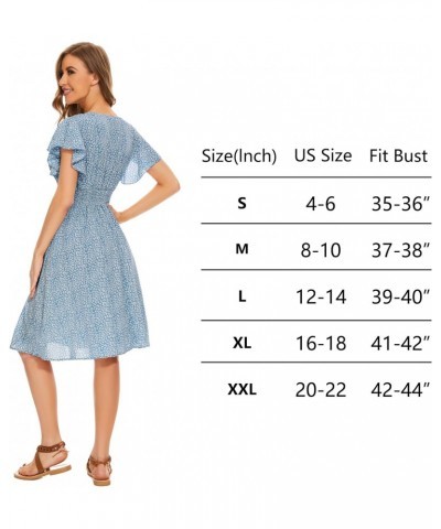 Women's 2023 Floral Summer Dress V Neck Ruffle Short Sleeve A-Line Bohemian Midi Dress $10.80 Dresses