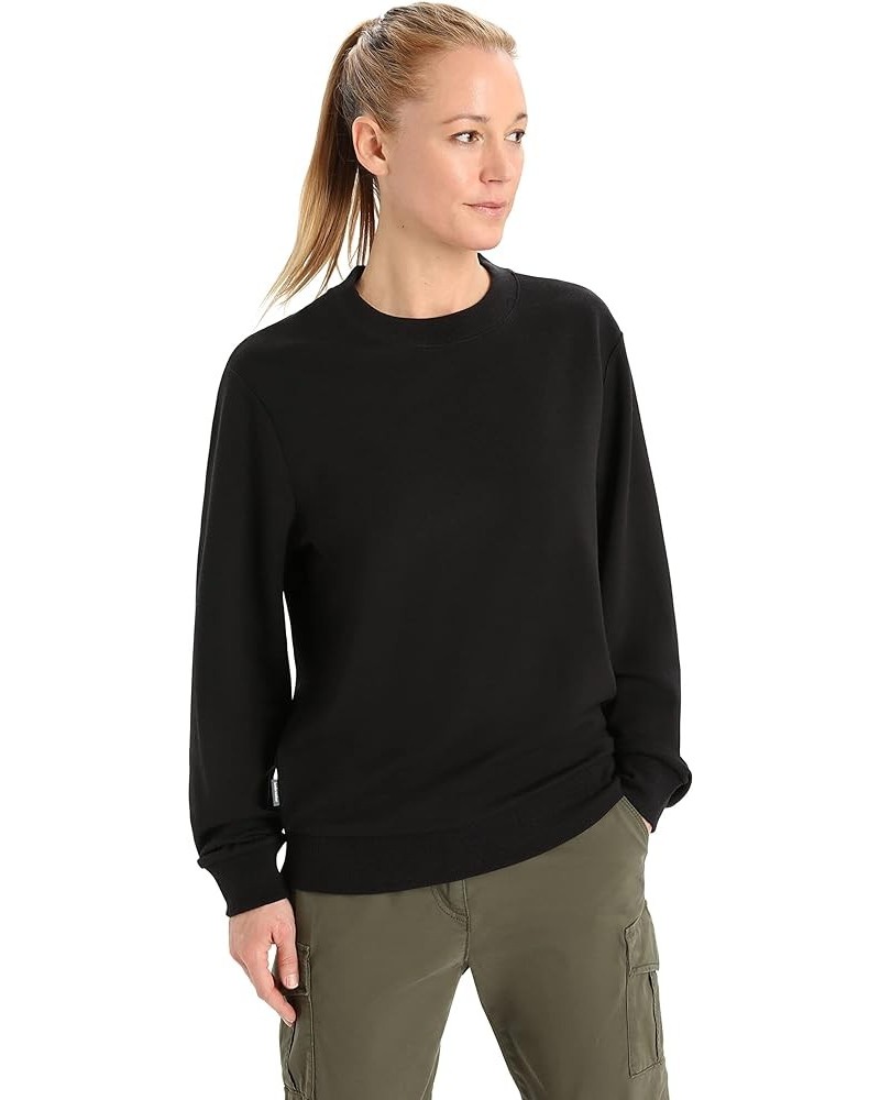 Women's Crush Long Sleeve Casual Wool Lounge Sweatshirt Black $86.00 Activewear