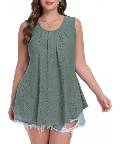 Plus Size Tank Tops Summer Tops Eyelet Sleeveless T-Shirts Scoop Neck Loose Flowy Casual Tunic Shirts(1X-6X) Grayishgreen $9....