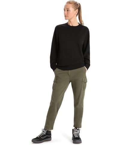 Women's Crush Long Sleeve Casual Wool Lounge Sweatshirt Black $86.00 Activewear