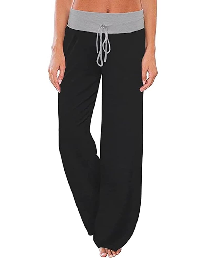 Women's Comfy Pajama Pants Casual Drawstring Palazzo Lounge Wide Leg Pants Pure-black $10.59 Sleep & Lounge