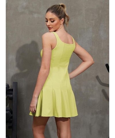 Workout Dress with Built-in Bra Shorts Workout 2-in-1 Golf Skirts Pockets Vertical Stripe Splicing Outfits Green $18.33 Activ...