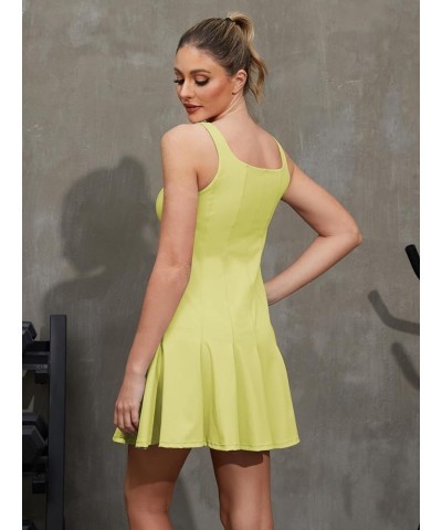 Workout Dress with Built-in Bra Shorts Workout 2-in-1 Golf Skirts Pockets Vertical Stripe Splicing Outfits Green $18.33 Activ...