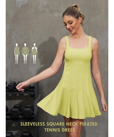 Workout Dress with Built-in Bra Shorts Workout 2-in-1 Golf Skirts Pockets Vertical Stripe Splicing Outfits Green $18.33 Activ...