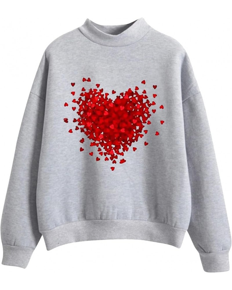 Women Valentine's Day Printing Sweatshirt Crewneck Sweatshirts,Knit Tops,Sweater Christmas,Ugly Plus Size Hoodiess A10-grey $...