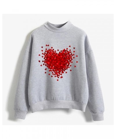 Women Valentine's Day Printing Sweatshirt Crewneck Sweatshirts,Knit Tops,Sweater Christmas,Ugly Plus Size Hoodiess A10-grey $...