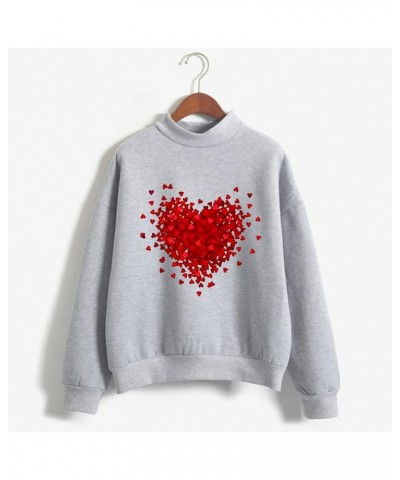 Women Valentine's Day Printing Sweatshirt Crewneck Sweatshirts,Knit Tops,Sweater Christmas,Ugly Plus Size Hoodiess A10-grey $...