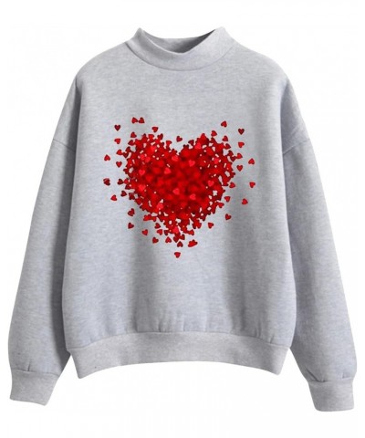 Women Valentine's Day Printing Sweatshirt Crewneck Sweatshirts,Knit Tops,Sweater Christmas,Ugly Plus Size Hoodiess A10-grey $...