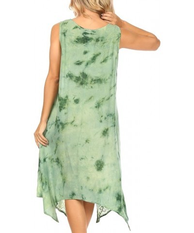 Tinna Women's Casual Sleeveless Tank Flare Midi Boho Print Dress Cover-up Ud46-2803-green $13.64 Swimsuits