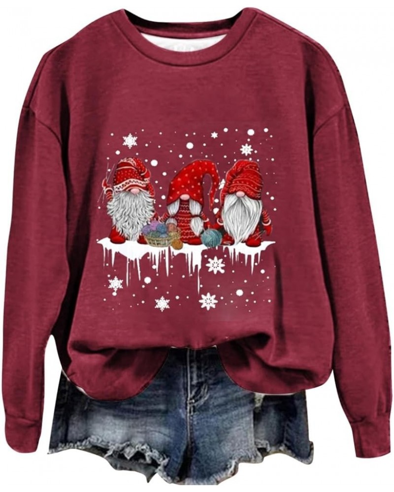 Sweatshirts for Women Oversized Fleece Christmas Pattern Long Sleeve Crewneck Pullover Tops Winter Shirts Jjred $5.59 Shirts