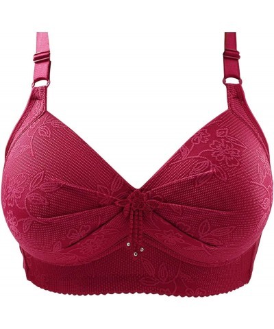 Women's T Shirt Bras Sexy Plus Size No Steel Ring Bra Thin Push Up Bra Pack, M-3XL Red $6.37 Lingerie