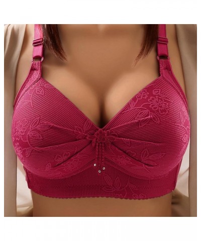 Women's T Shirt Bras Sexy Plus Size No Steel Ring Bra Thin Push Up Bra Pack, M-3XL Red $6.37 Lingerie