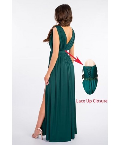 Spaghetti Strap Bridesmaid Dresses for Women 2023 Long Chiffon A Line V Neck Side Slit Prom Evening Gown for Wedding Light Pi...