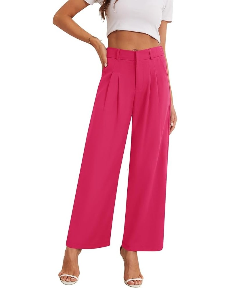 Womens Wide Leg Pants Work Business Casual Loose High Waisted Dress Palazzo Flowy Trousers Hot Pink(thin) $15.65 Pants