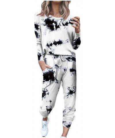 Two Piece Outfits For Women Jogging Suits Fall Winter Long Sleeve Sweatsuits Sets Pant Tie-Dye Hooded Sweatsuits Tracksuits B...