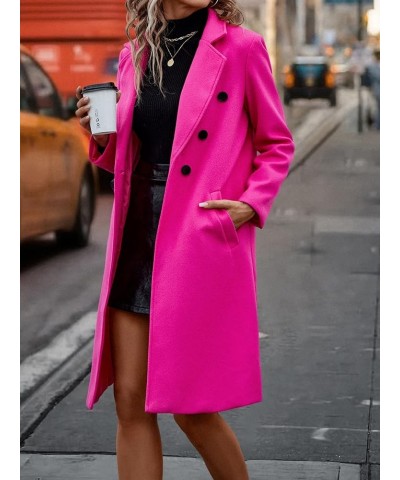 Jackets for Women Lapel Neck Double Breasted Overcoat (Color : Hot Pink, Size : Large) X-Small Hot Pink $34.05 Coats