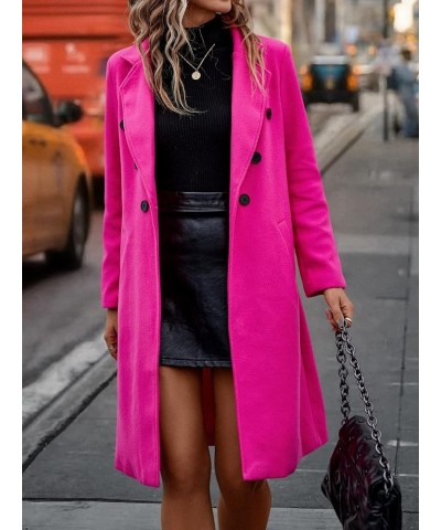 Jackets for Women Lapel Neck Double Breasted Overcoat (Color : Hot Pink, Size : Large) X-Small Hot Pink $34.05 Coats