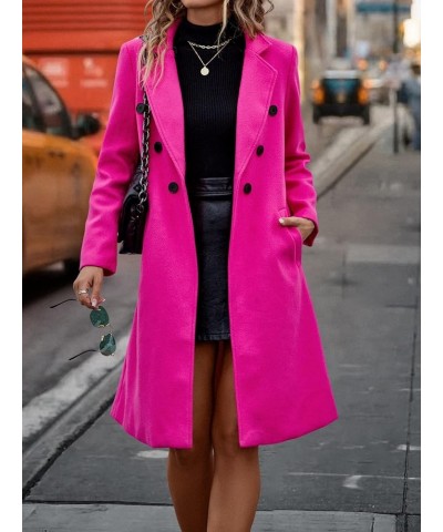 Jackets for Women Lapel Neck Double Breasted Overcoat (Color : Hot Pink, Size : Large) X-Small Hot Pink $34.05 Coats