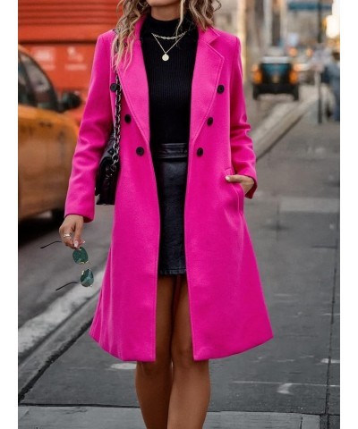 Jackets for Women Lapel Neck Double Breasted Overcoat (Color : Hot Pink, Size : Large) X-Small Hot Pink $34.05 Coats