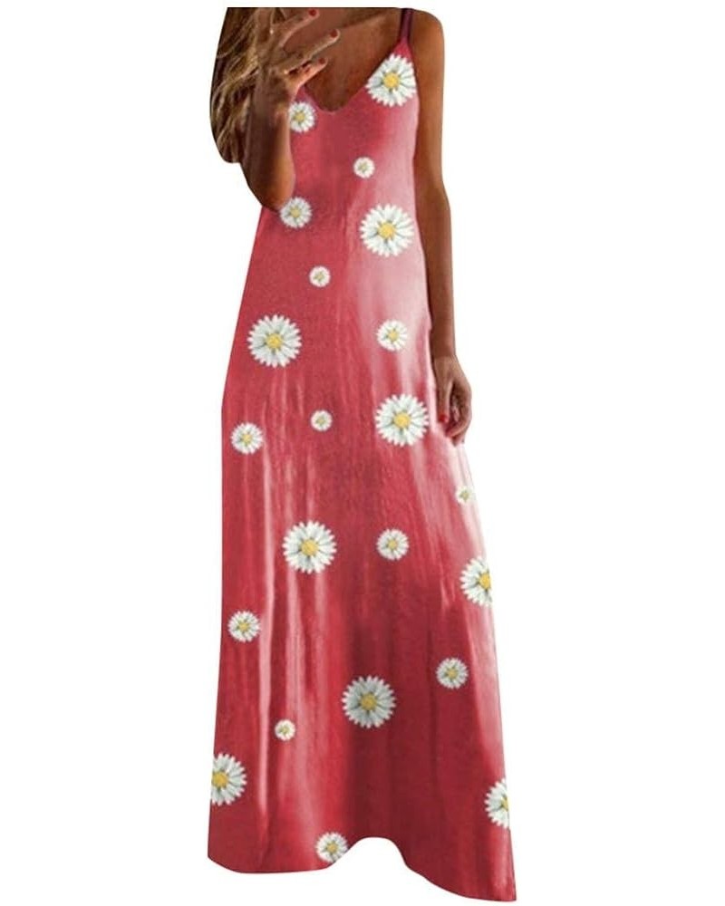 Maxi Dresses for Women Summer Sleeveless Boho Sundress Casual V-Neck Long Dresses Hawaiian Beach Dress for Vacation 07pink $1...