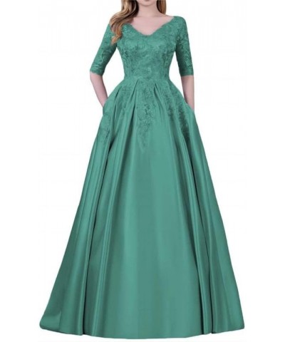 Mother of The Bride Dresses for Wedding Satin Lace Appliques Formal Evening Dress Long Wedding Guest Dresses for Women Jade $...