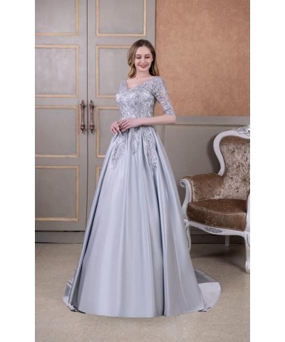 Mother of The Bride Dresses for Wedding Satin Lace Appliques Formal Evening Dress Long Wedding Guest Dresses for Women Jade $...