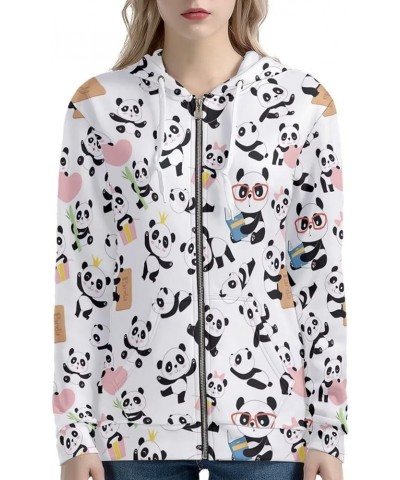 Womens Zip Up Hoodie Jacket Fashion Sweatshirts Clothing Panda $21.83 Hoodies & Sweatshirts