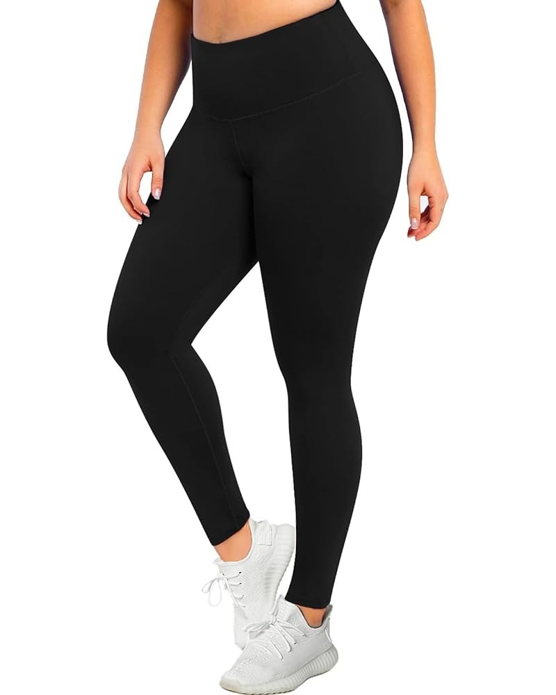 Plus Size Leggings for Women-Stretchy X-Large-4X Tummy Control High Waist Spandex Workout Black Yoga Chef Pants 2-black XX-La...