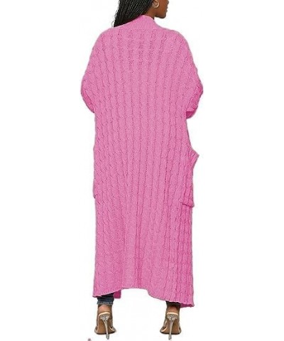 Women's Cable Knit Maxi Cardigan Long Cardigan Sweater Open Front Chunky Knitwear Coat with Pockets 01pink $22.08 Sweaters