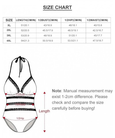 Women Plus Size One Piece Swimsuit 3D Printed Bikini V Neck Halter Plunge Monokini Mesh Hollow Bathing Suit Black-1 $13.67 Sw...