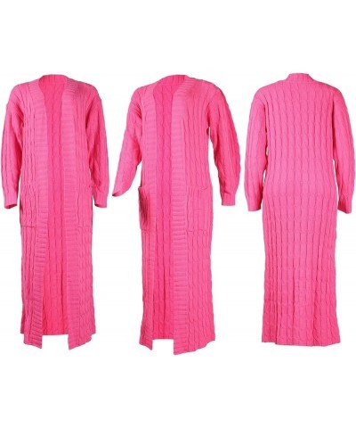 Women's Cable Knit Maxi Cardigan Long Cardigan Sweater Open Front Chunky Knitwear Coat with Pockets 01pink $22.08 Sweaters