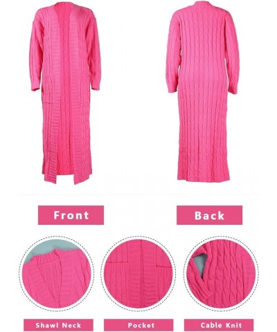 Women's Cable Knit Maxi Cardigan Long Cardigan Sweater Open Front Chunky Knitwear Coat with Pockets 01pink $22.08 Sweaters