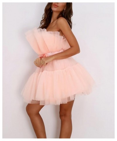 Women's Short Puffy Prom Dress Strapless Tulle Homecoming Dresses Mini Cocktail Party Poofy Tutu Gowns Black $31.00 Dresses