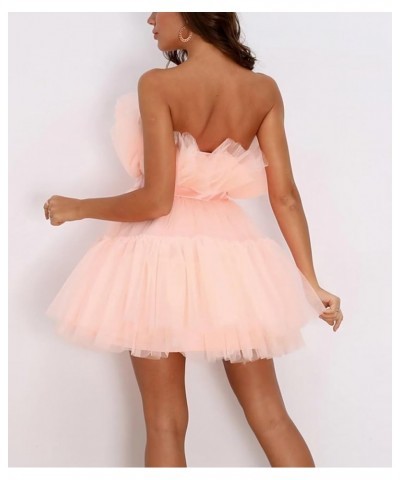 Women's Short Puffy Prom Dress Strapless Tulle Homecoming Dresses Mini Cocktail Party Poofy Tutu Gowns Black $31.00 Dresses