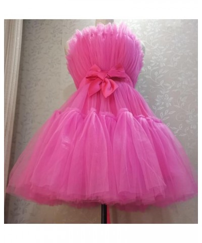 Women's Short Puffy Prom Dress Strapless Tulle Homecoming Dresses Mini Cocktail Party Poofy Tutu Gowns Black $31.00 Dresses