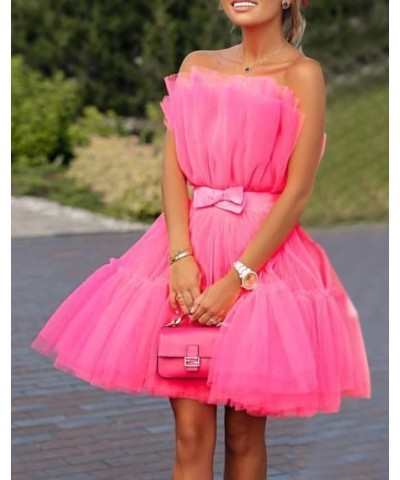 Women's Short Puffy Prom Dress Strapless Tulle Homecoming Dresses Mini Cocktail Party Poofy Tutu Gowns Black $31.00 Dresses