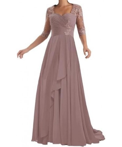 Long Mother of The Bride Dresses with Sleeve Chiffon Lace Applique A-Line Formal Evening Dresses Wedding Guest Lilac $45.37 D...