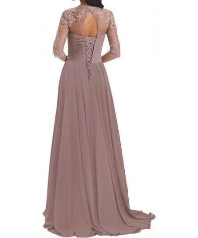 Long Mother of The Bride Dresses with Sleeve Chiffon Lace Applique A-Line Formal Evening Dresses Wedding Guest Lilac $45.37 D...