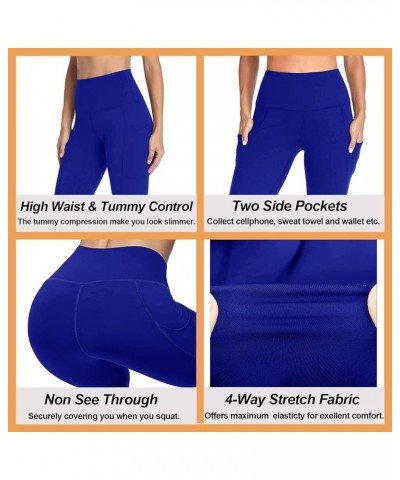 High Waisted Leggings for Women - Soft Opaque Slim Tummy Control Printed Pants for Running Cycling Yoga P-royal Blue $12.68 P...