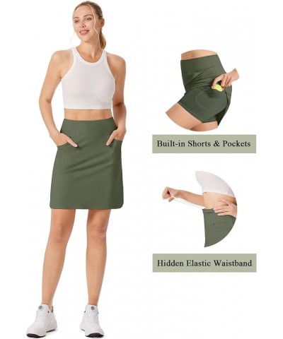 Women's Athletic Skorts Skirts Sports Golf Tennis Skirts with Pockets S-3XL A Army-green $16.45 Skirts