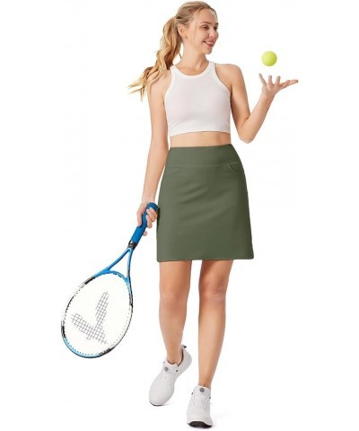 Women's Athletic Skorts Skirts Sports Golf Tennis Skirts with Pockets S-3XL A Army-green $16.45 Skirts